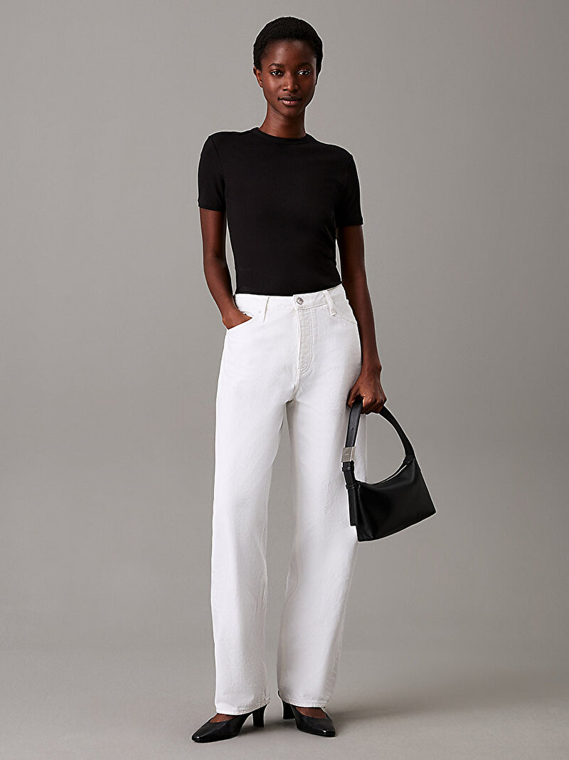 Calvin Klein Siyah Renkli Kadın Modal Rib Slim T-shirt