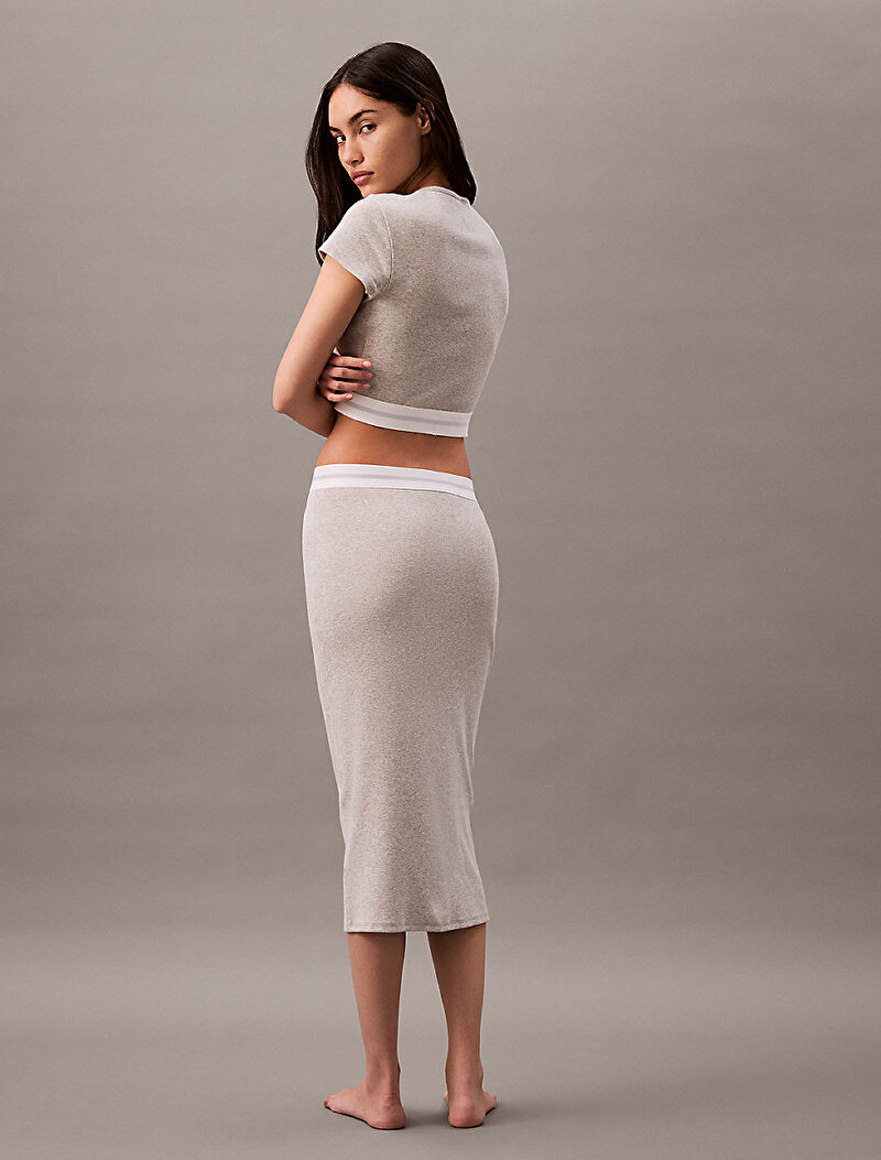 Calvin Klein Gri Renkli Kadın Rib Crop T-shirt