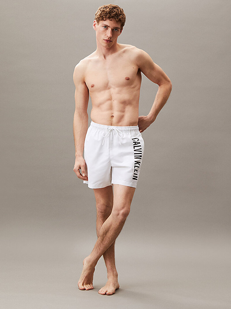 Calvin Klein Beyaz Renkli Erkek Medium Drawstring Deniz Şortu