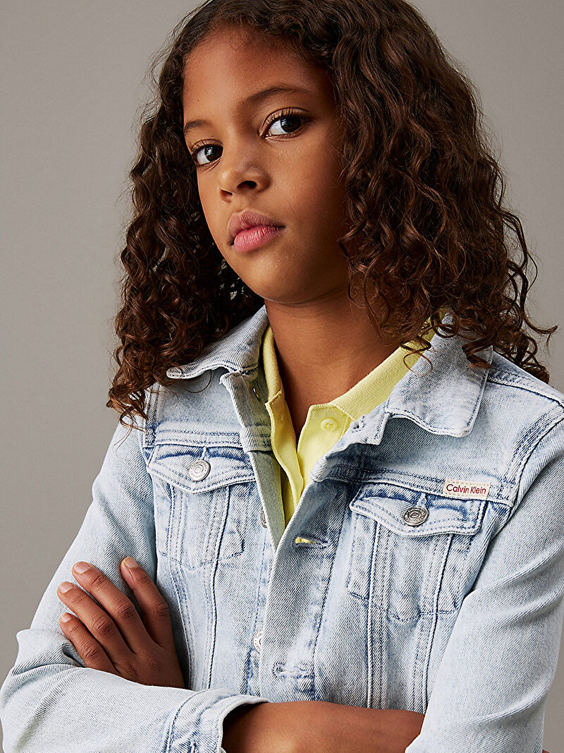 Calvin Klein Mavi Renkli Kız Çocuk Denim Trucker Ceket