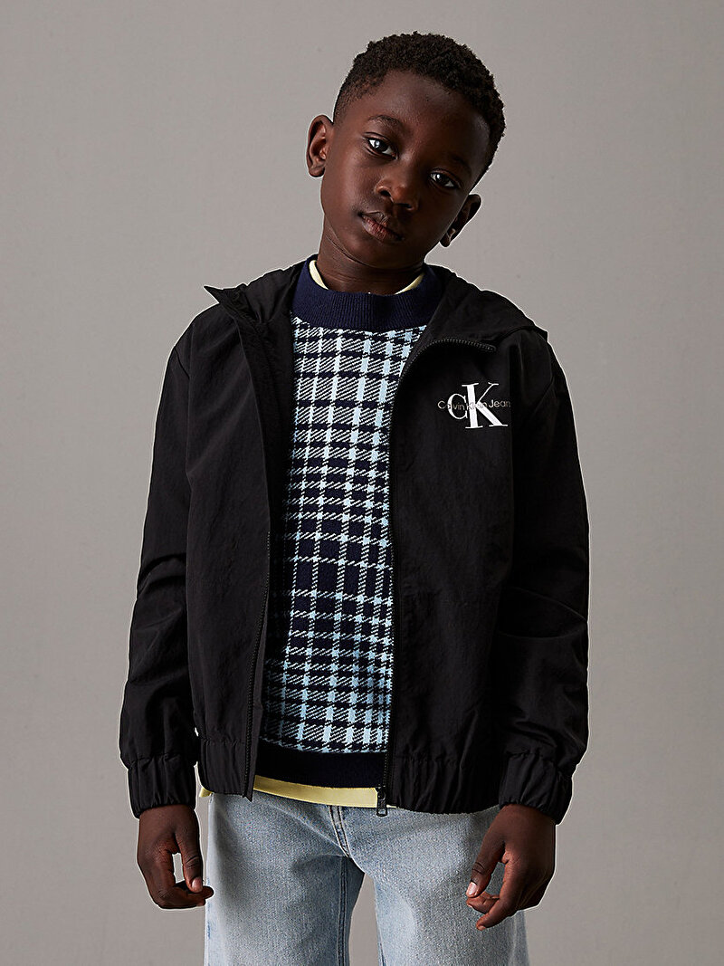 Calvin Klein Siyah Renkli Erkek Çocuk Essential Monologo Rüzgarlık Ceket