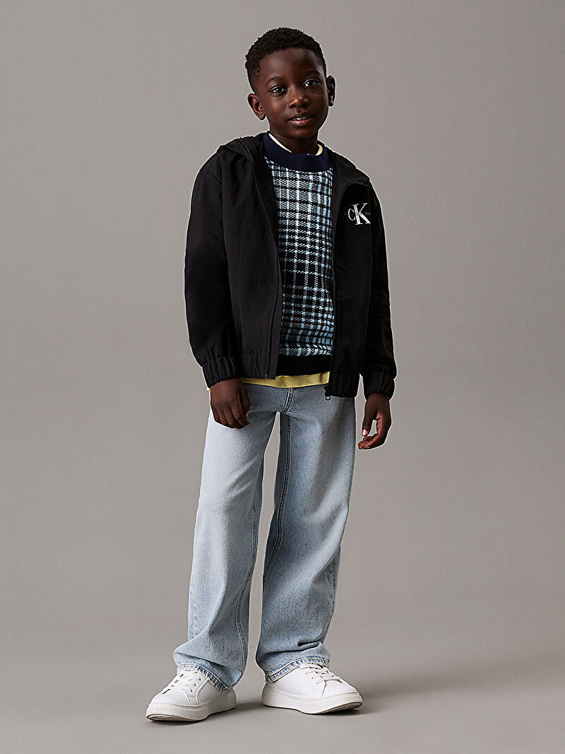 Calvin Klein Siyah Renkli Erkek Çocuk Essential Monologo Rüzgarlık Ceket