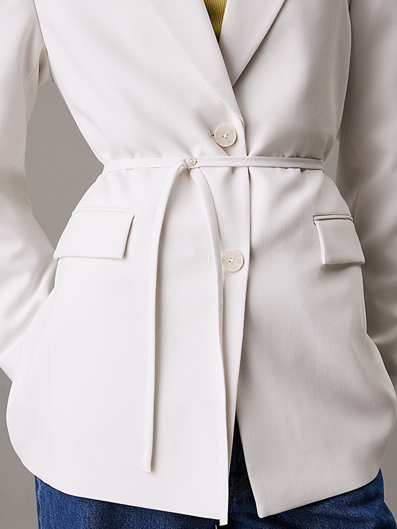 Calvin Klein Beyaz Renkli Kadın Ecovero Tailored Ceket