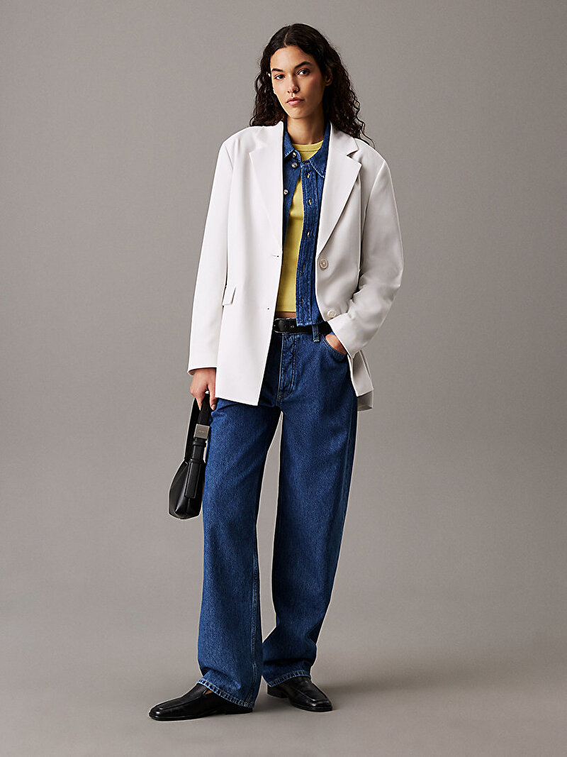Calvin Klein Beyaz Renkli Kadın Ecovero Tailored Ceket