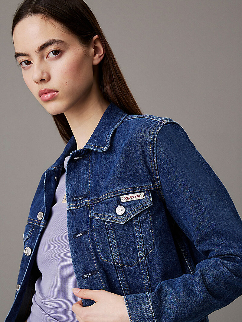 Calvin Klein Mavi Renkli Kadın Cropped 90's Denim Ceket