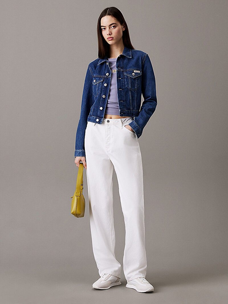 Calvin Klein Mavi Renkli Kadın Cropped 90's Denim Ceket