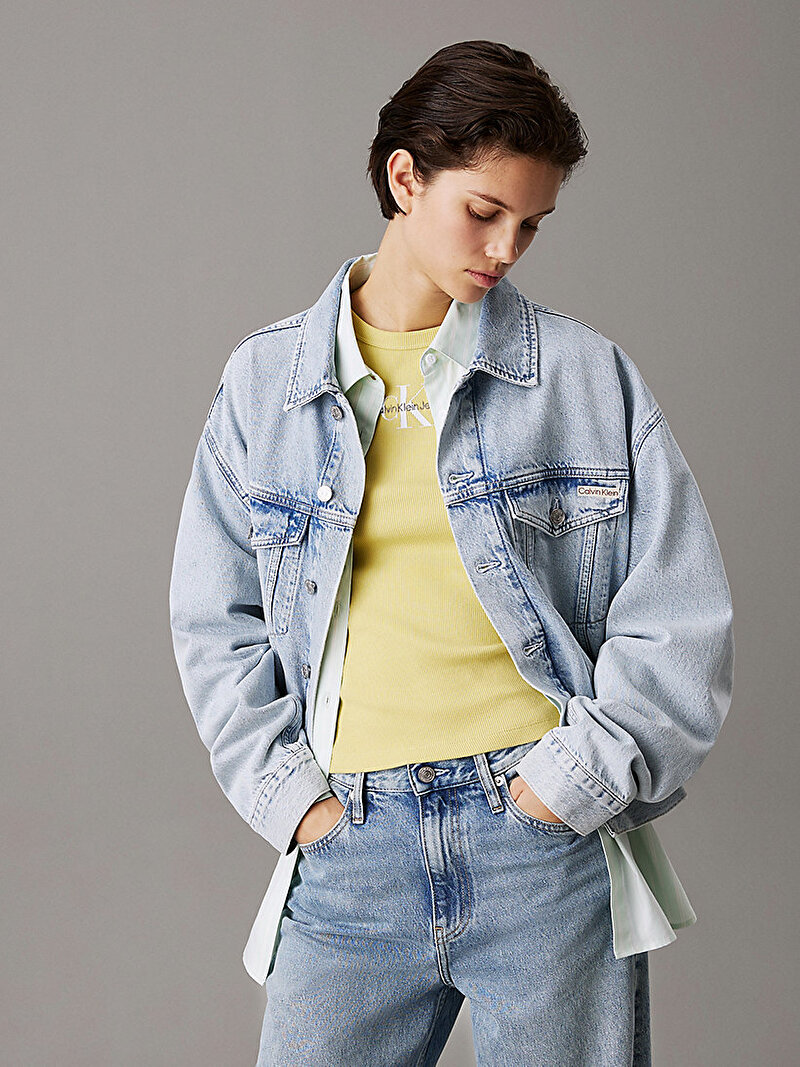 Calvin Klein Mavi Renkli Kadın Boxy Denim Ceket