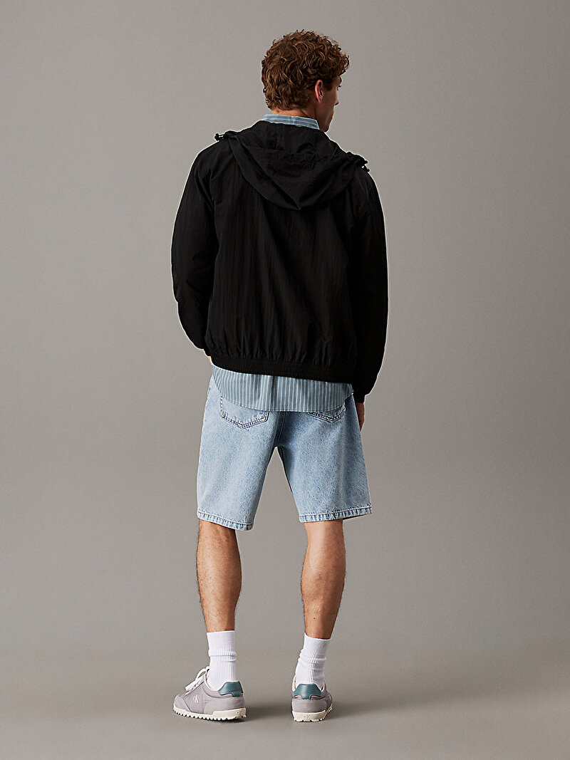 Calvin Klein Siyah Renkli Erkek Nylon Hooded Rüzgarlık Ceket