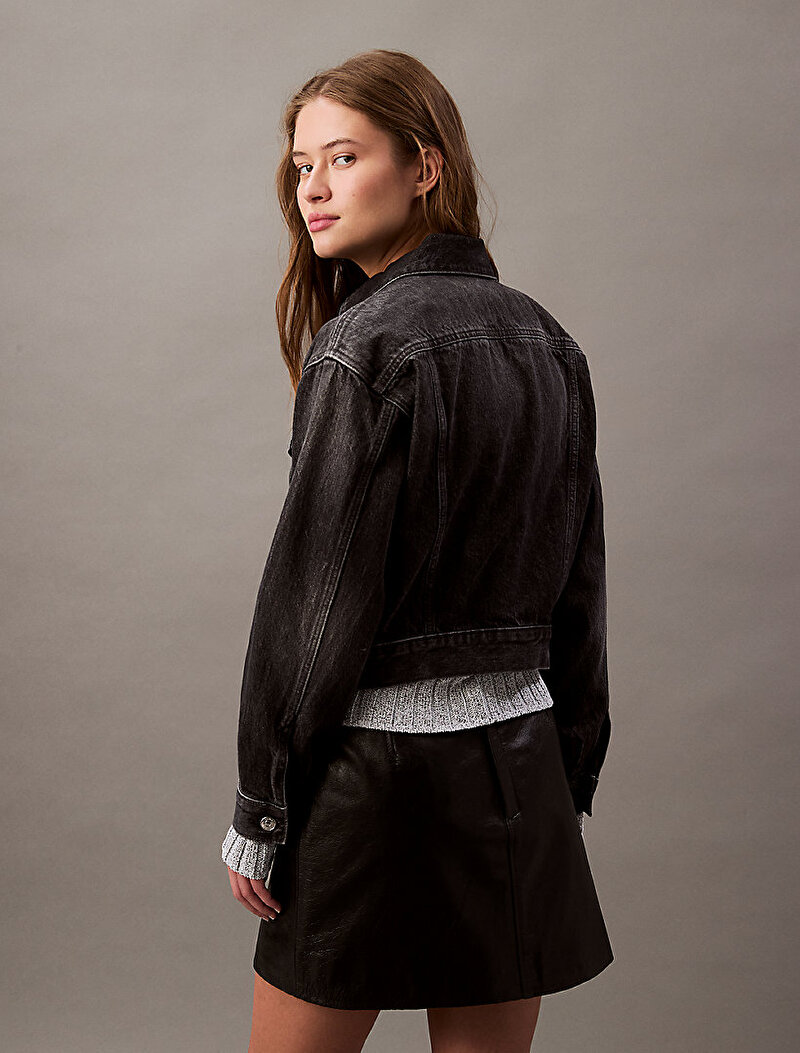 Calvin Klein Siyah Renkli Kadın 90s Trucker Black Ceket