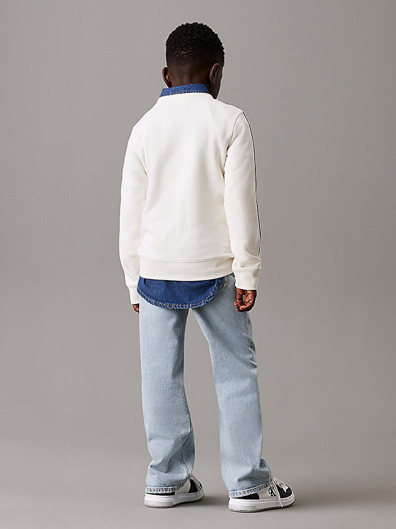 Calvin Klein Beyaz Renkli Erkek Çocuk Soft Cotton Terry Sweatshirt