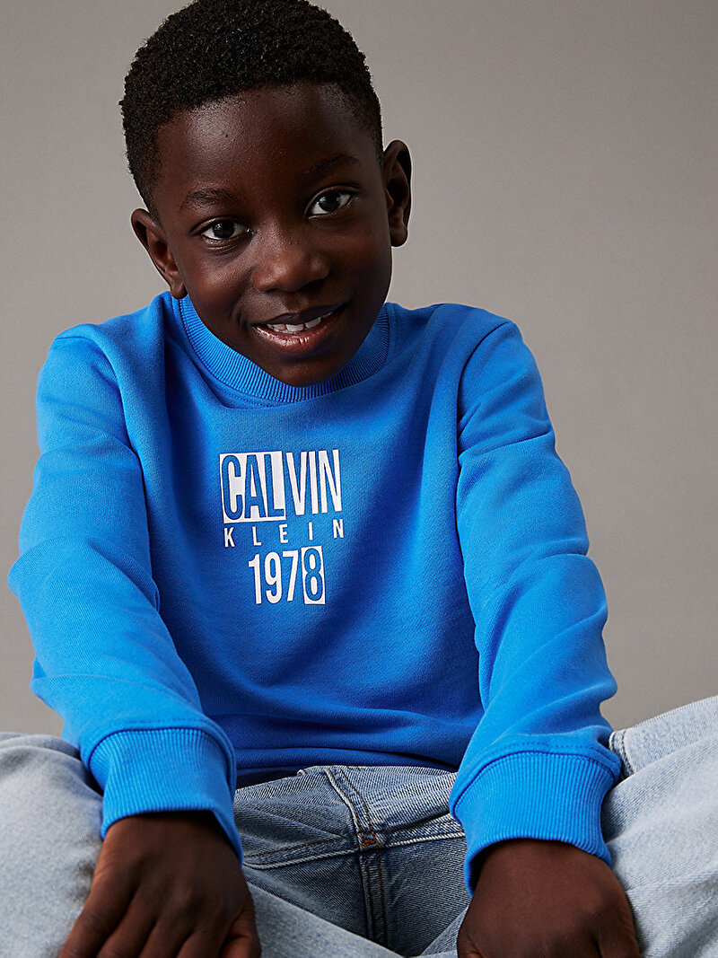 Calvin Klein Mavi Renkli Erkek Çocuk Good Level Graphic Sweatshirt