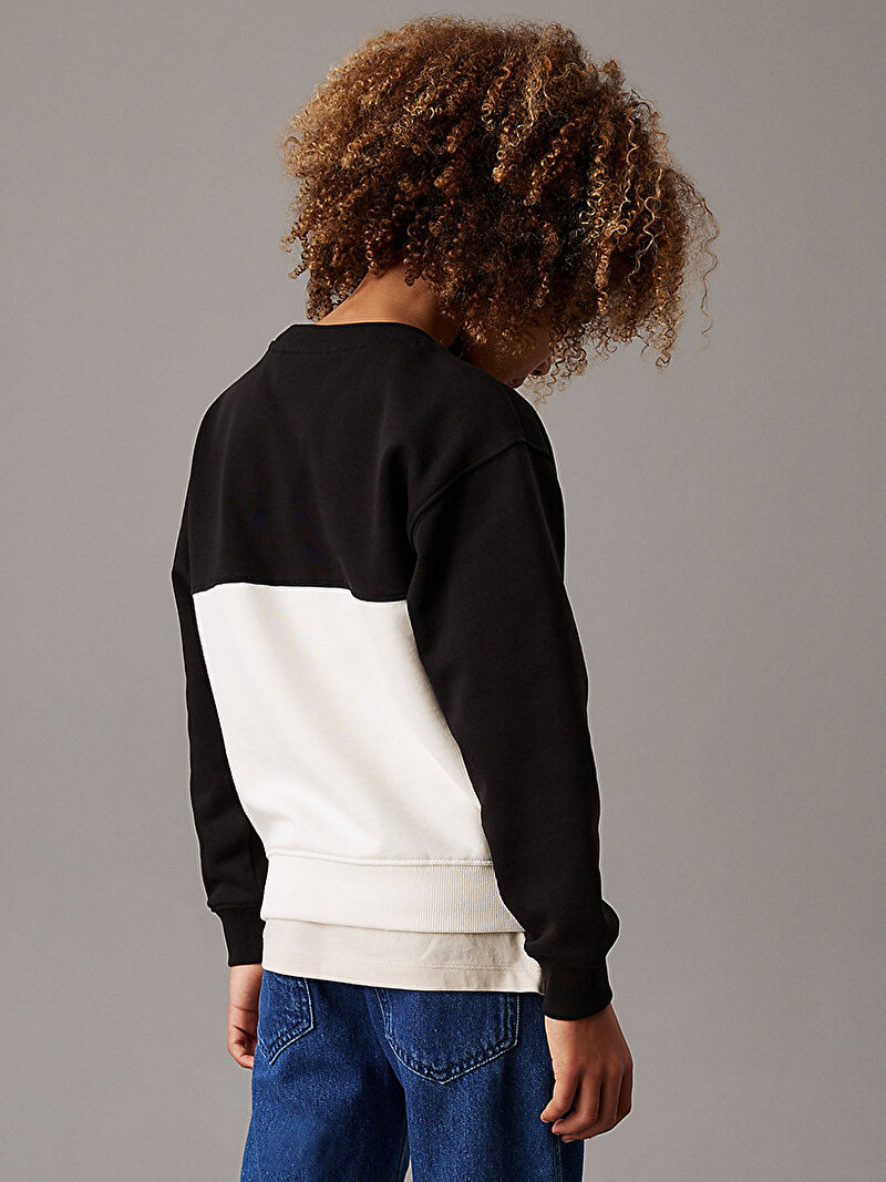 Calvin Klein Siyah Renkli Erkek Çocuk Color Block Terry Sweatshirt