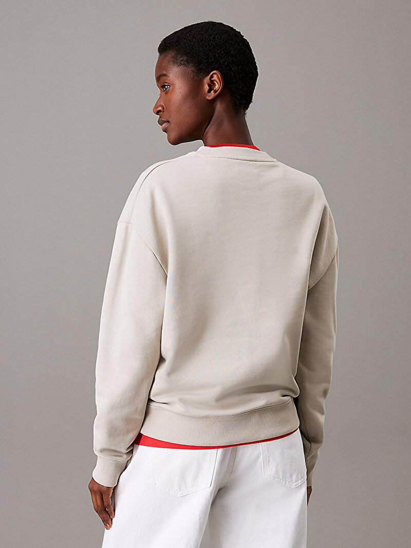 Calvin Klein Bej Renkli Kadın Hero Logo Sweatshirt