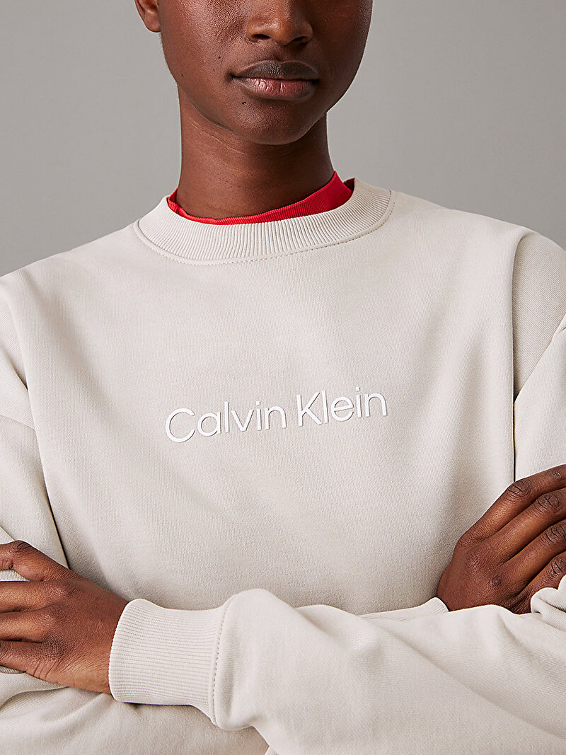 Calvin Klein Bej Renkli Kadın Hero Logo Sweatshirt
