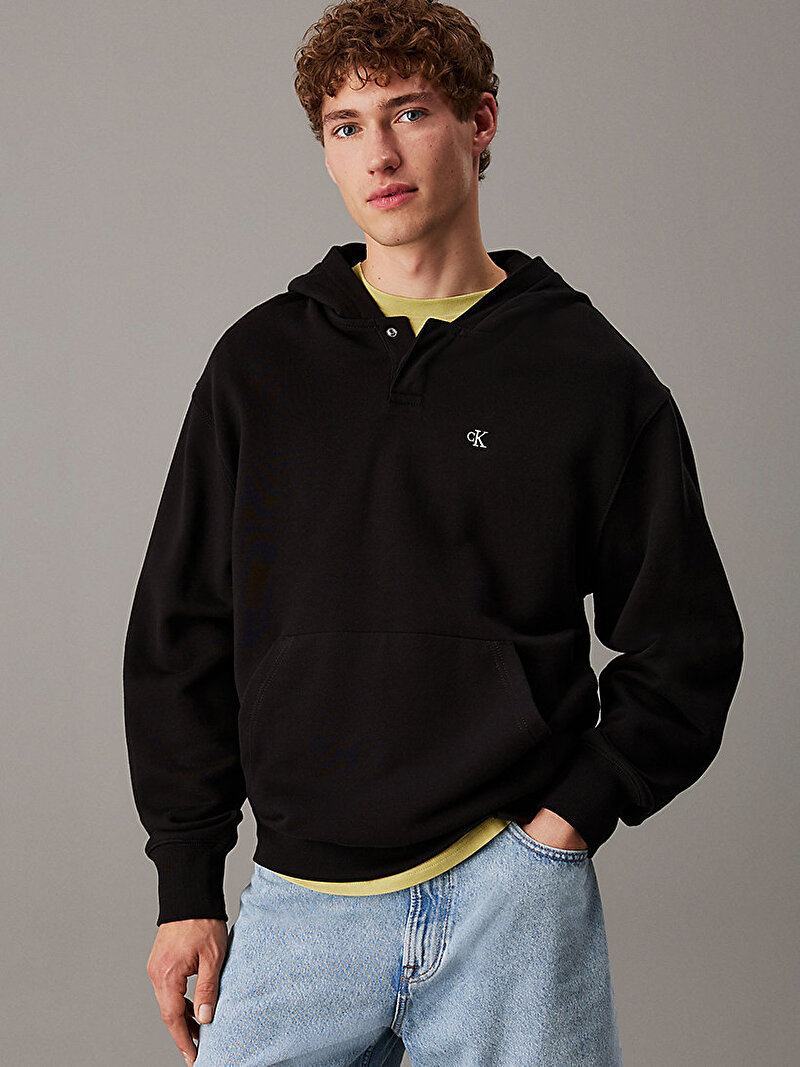 Calvin Klein Siyah Renkli Erkek Summer Terry Hoodie