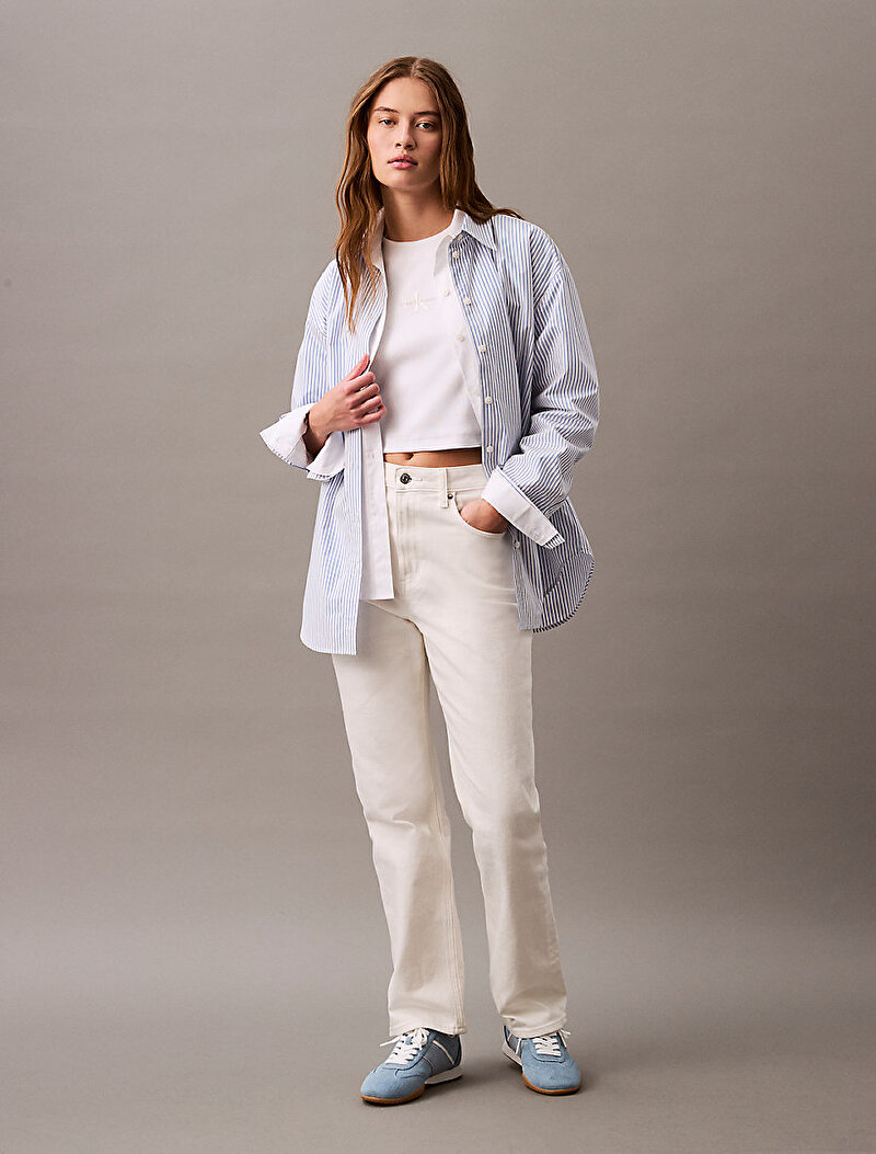 Calvin Klein Beyaz Renkli Kadın Monogram Baby T-shirt