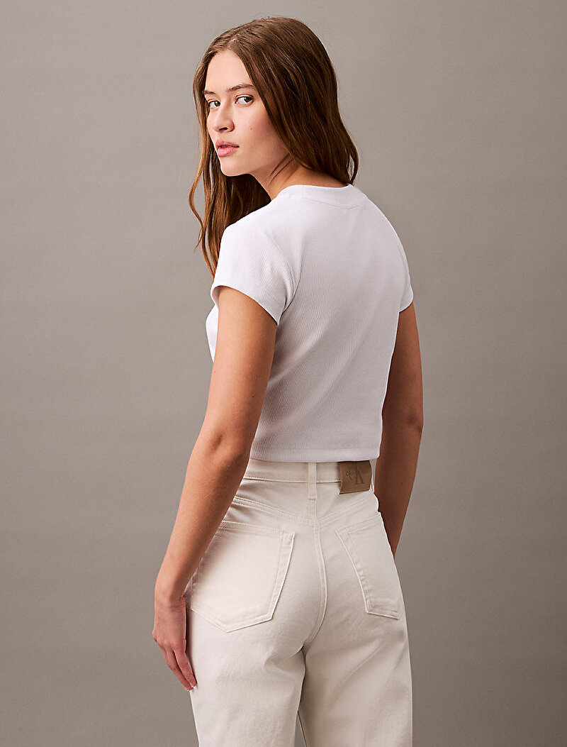 Calvin Klein Beyaz Renkli Kadın Monogram Baby T-shirt