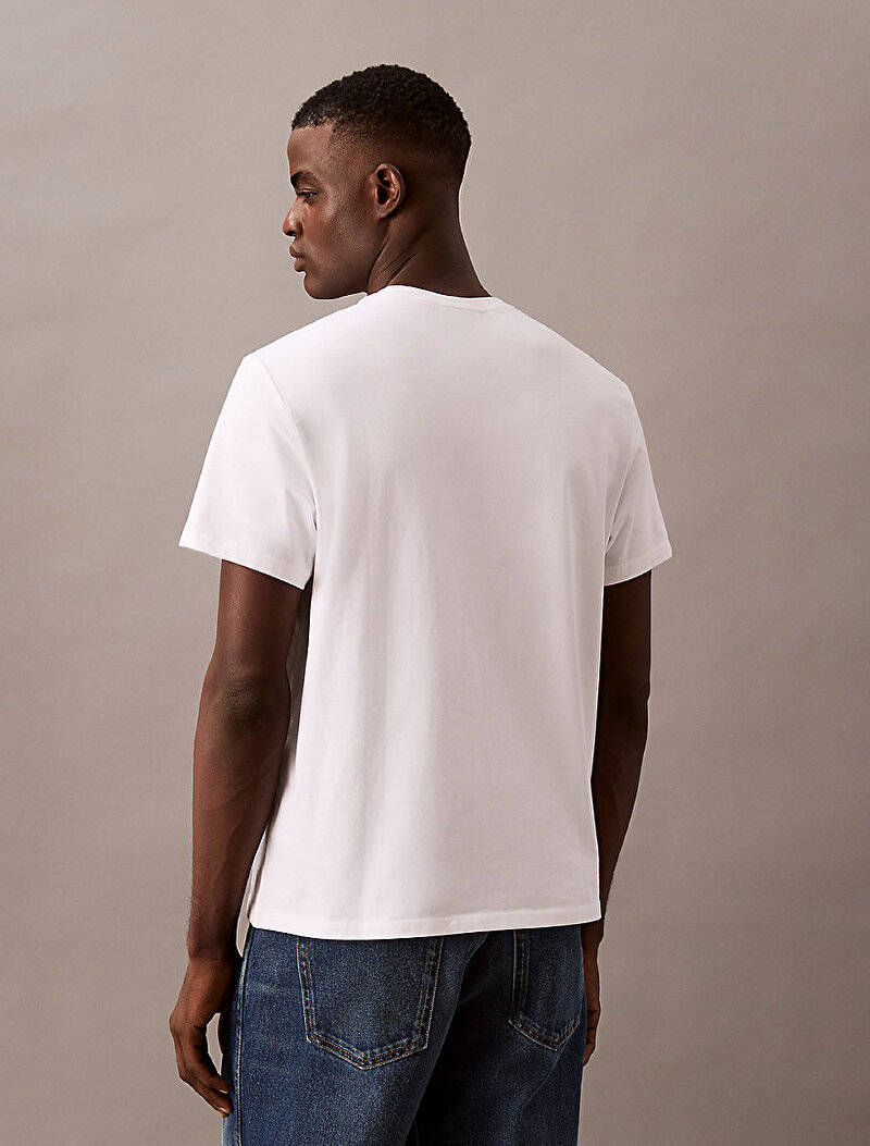 Calvin Klein Beyaz Renkli Erkek Sport Logo Classic T-shirt