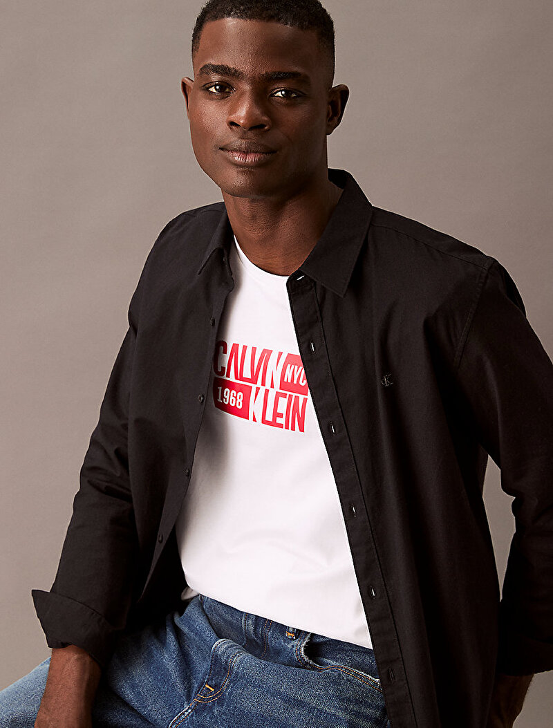 Calvin Klein Beyaz Renkli Erkek Sport Logo Classic T-shirt