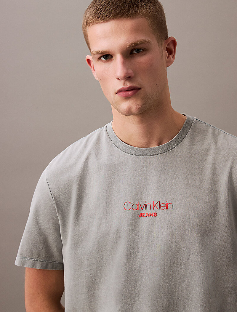 Calvin Klein Gri Renkli Erkek Acid Wash T-shirt