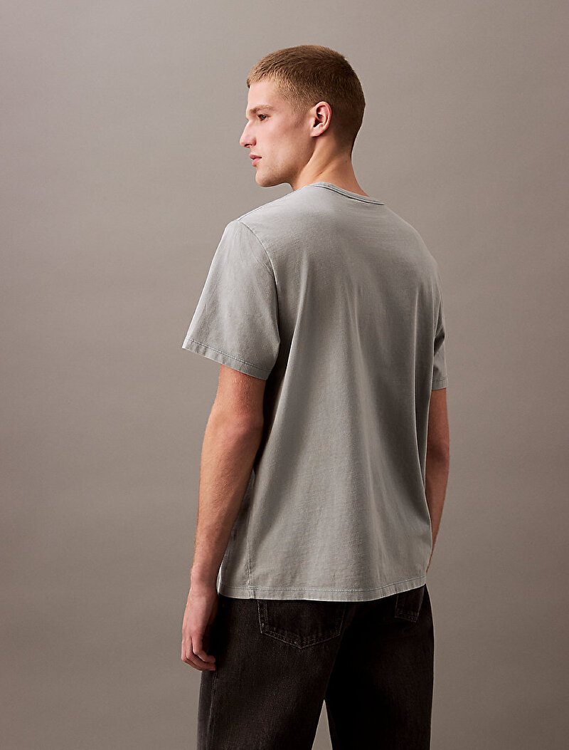 Calvin Klein Gri Renkli Erkek Acid Wash T-shirt