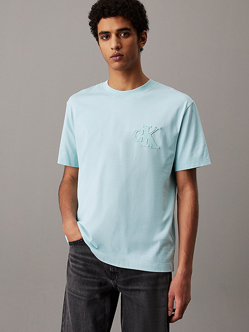 Calvin Klein Mavi Renkli Erkek CK Applique T-shirt
