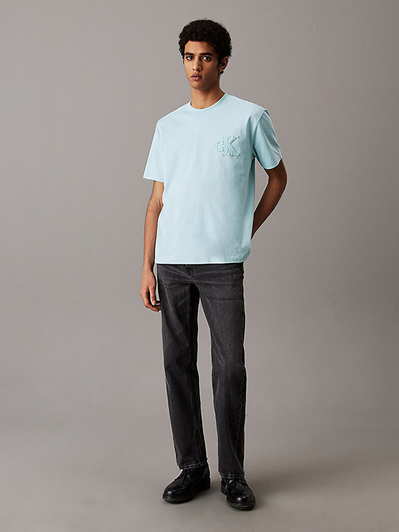 Calvin Klein Mavi Renkli Erkek CK Applique T-shirt
