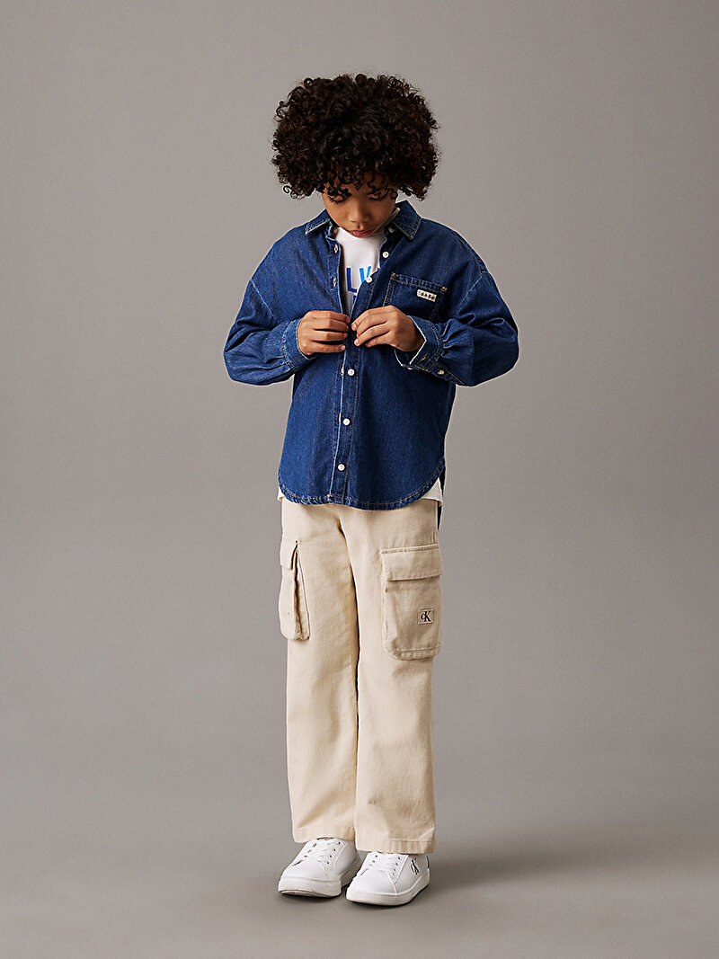 Calvin Klein Beyaz Renkli Erkek Çocuk Bold CKJ Graphic T-shirt