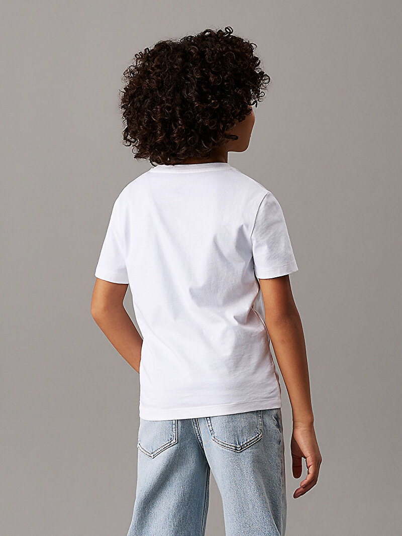 Calvin Klein Beyaz Renkli Erkek Çocuk Label CKJ Graphic T-shirt