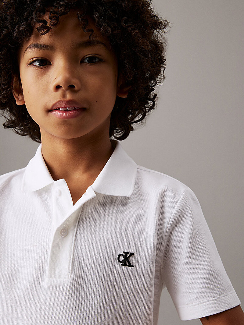 Calvin Klein Beyaz Renkli Erkek Çocuk Essential Regular Polo T-shirt