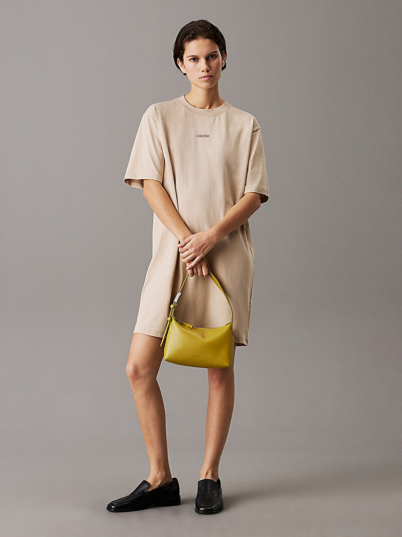 Calvin Klein Bej Renkli Kadın Placed T-shirt Elbise