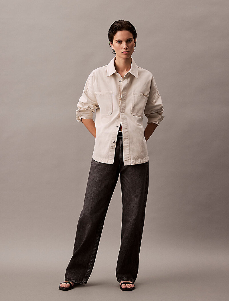 Calvin Klein Siyah Renkli Kadın Signature 90s Straight Jean Pantolon