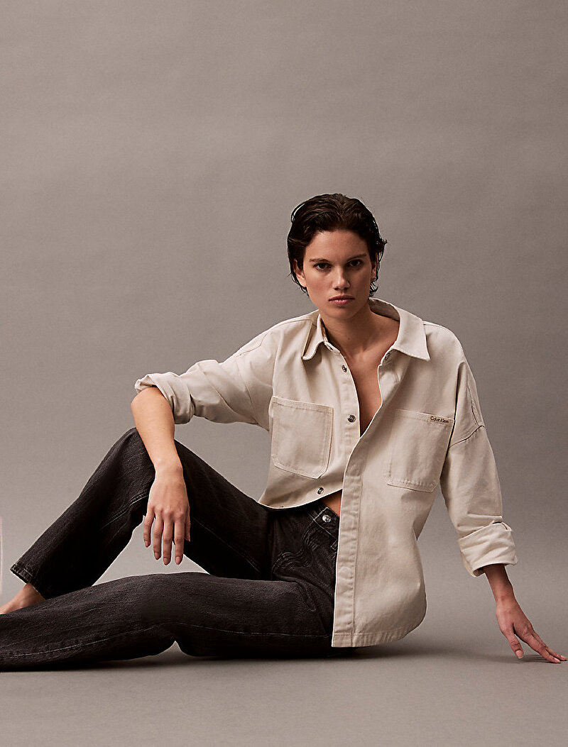 Calvin Klein Siyah Renkli Kadın Signature 90s Straight Jean Pantolon