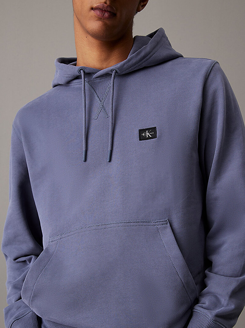 Calvin Klein Mavi Renkli Erkek Woven Label Hoodie