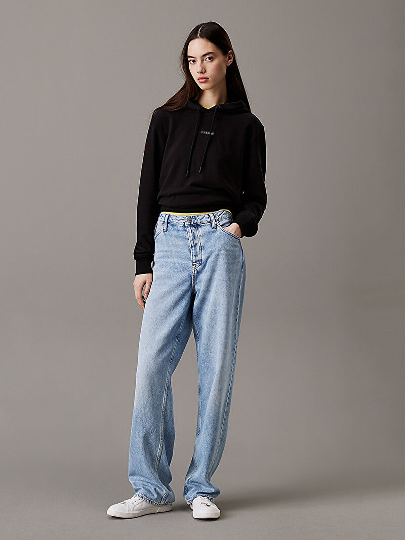 Calvin Klein Siyah Renkli Kadın Placed Institutional Sweatshirt