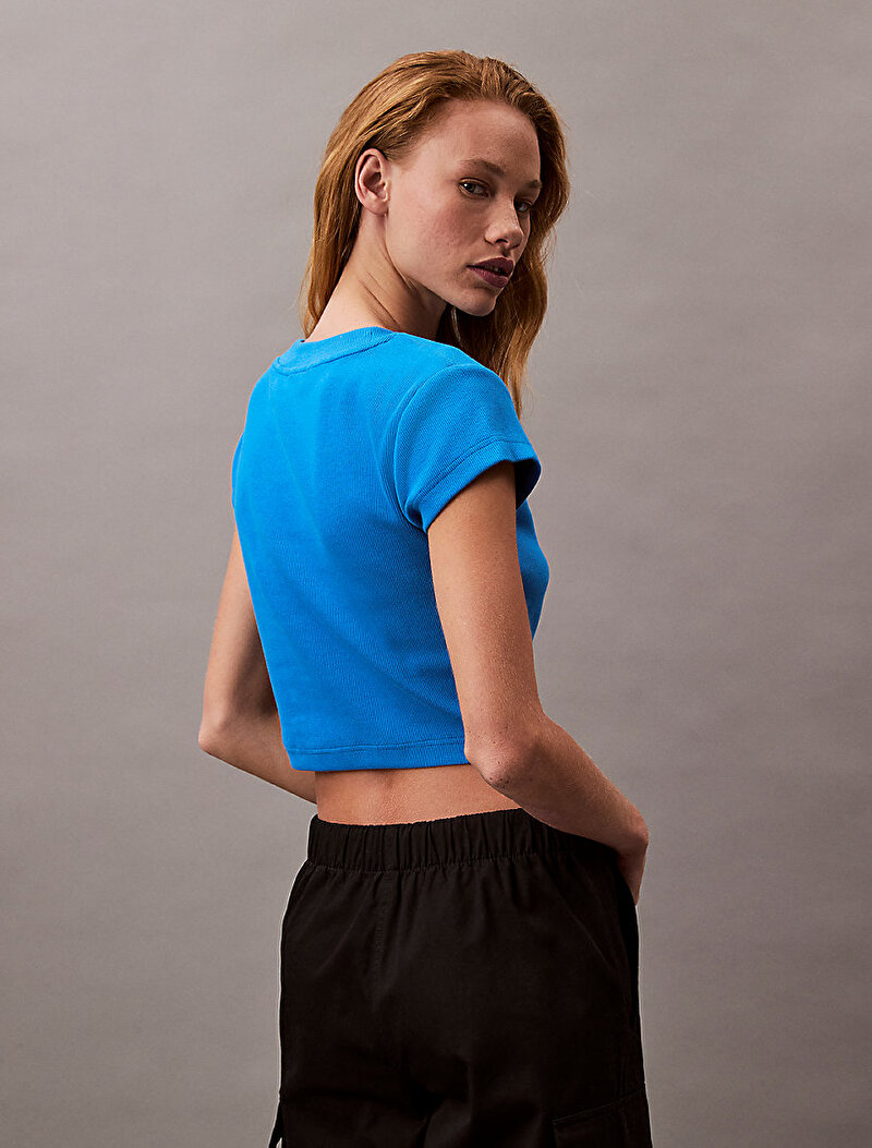 Calvin Klein Mavi Renkli Kadın Monogram Baby T-shirt