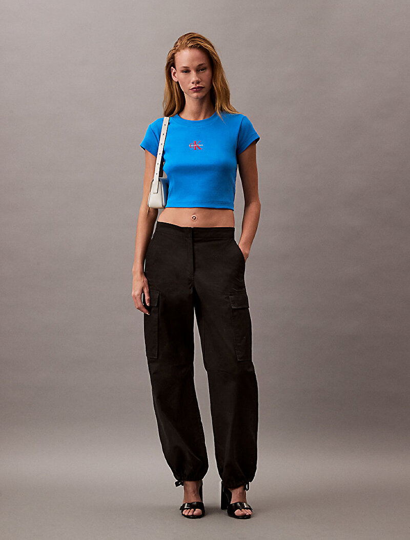 Calvin Klein Mavi Renkli Kadın Monogram Baby T-shirt