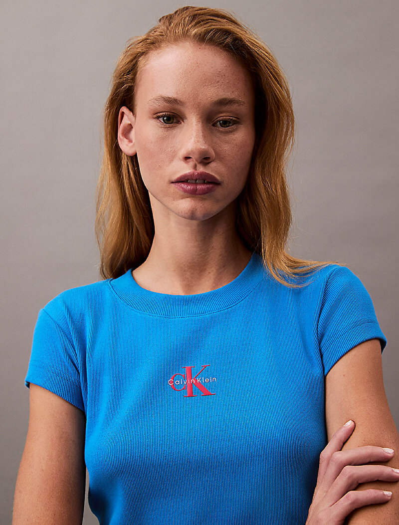 Calvin Klein Mavi Renkli Kadın Monogram Baby T-shirt