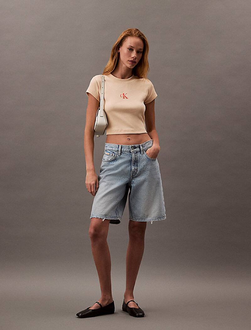 Calvin Klein Pembe Renkli Kadın Monogram Baby T-shirt