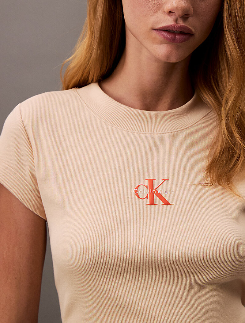 Calvin Klein Pembe Renkli Kadın Monogram Baby T-shirt
