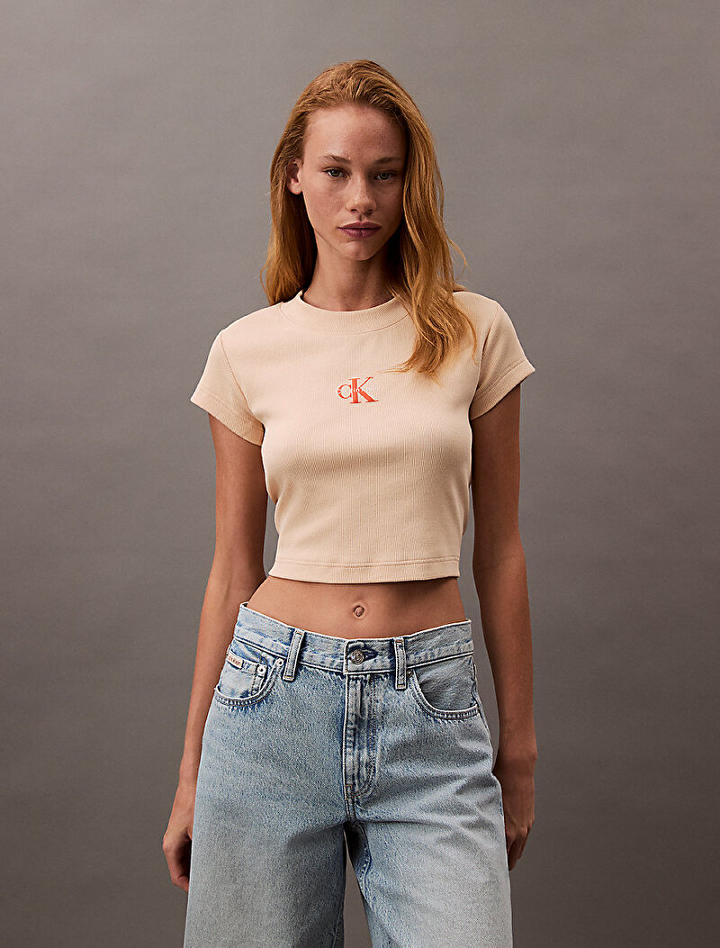 Calvin Klein Pembe Renkli Kadın Monogram Baby T-shirt