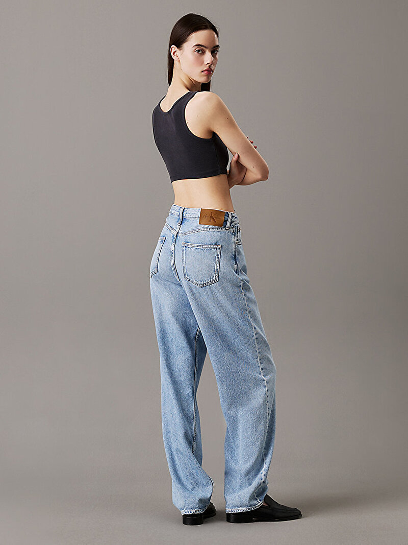 Calvin Klein Siyah Renkli Kadın Washed Woven Label Crop T-shirt