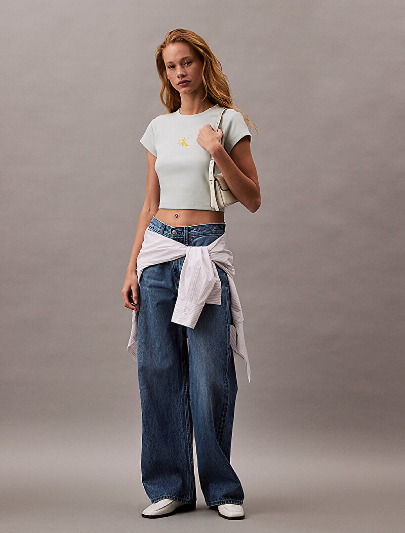 Calvin Klein Yeşil Renkli Kadın Monogram Baby T-shirt