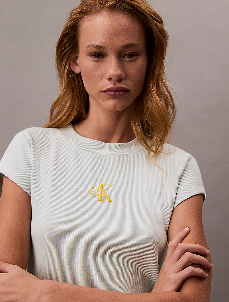 Calvin Klein Yeşil Renkli Kadın Monogram Baby T-shirt