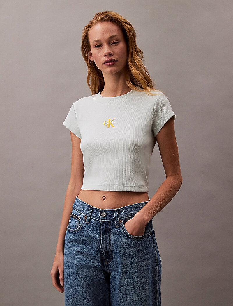 Calvin Klein Yeşil Renkli Kadın Monogram Baby T-shirt