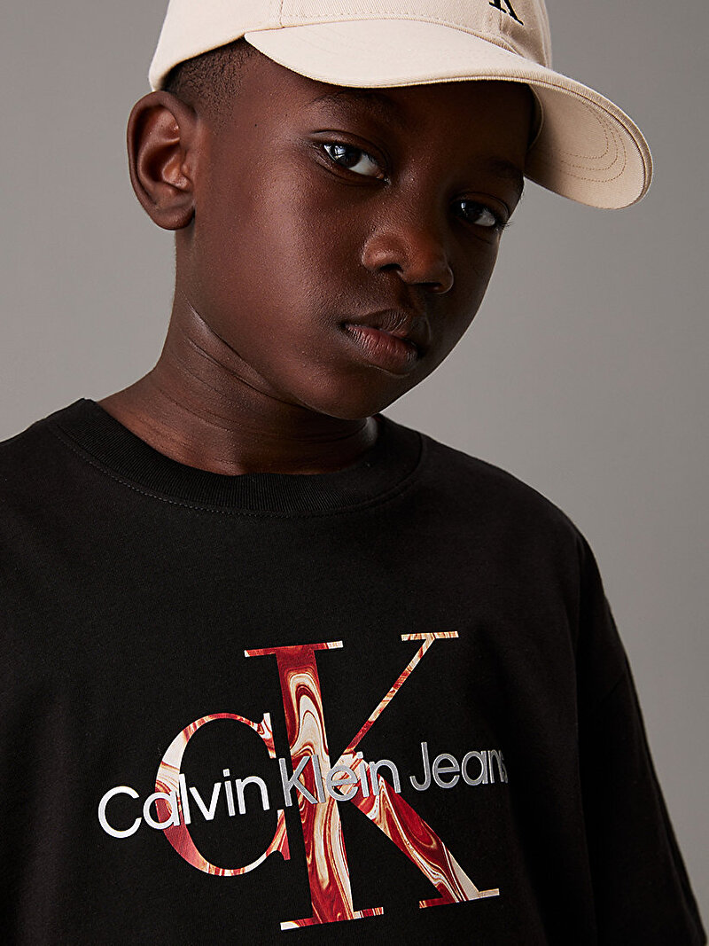 Calvin Klein Siyah Renkli Erkek Çocuk Ocean Swirl Mono T-shirt