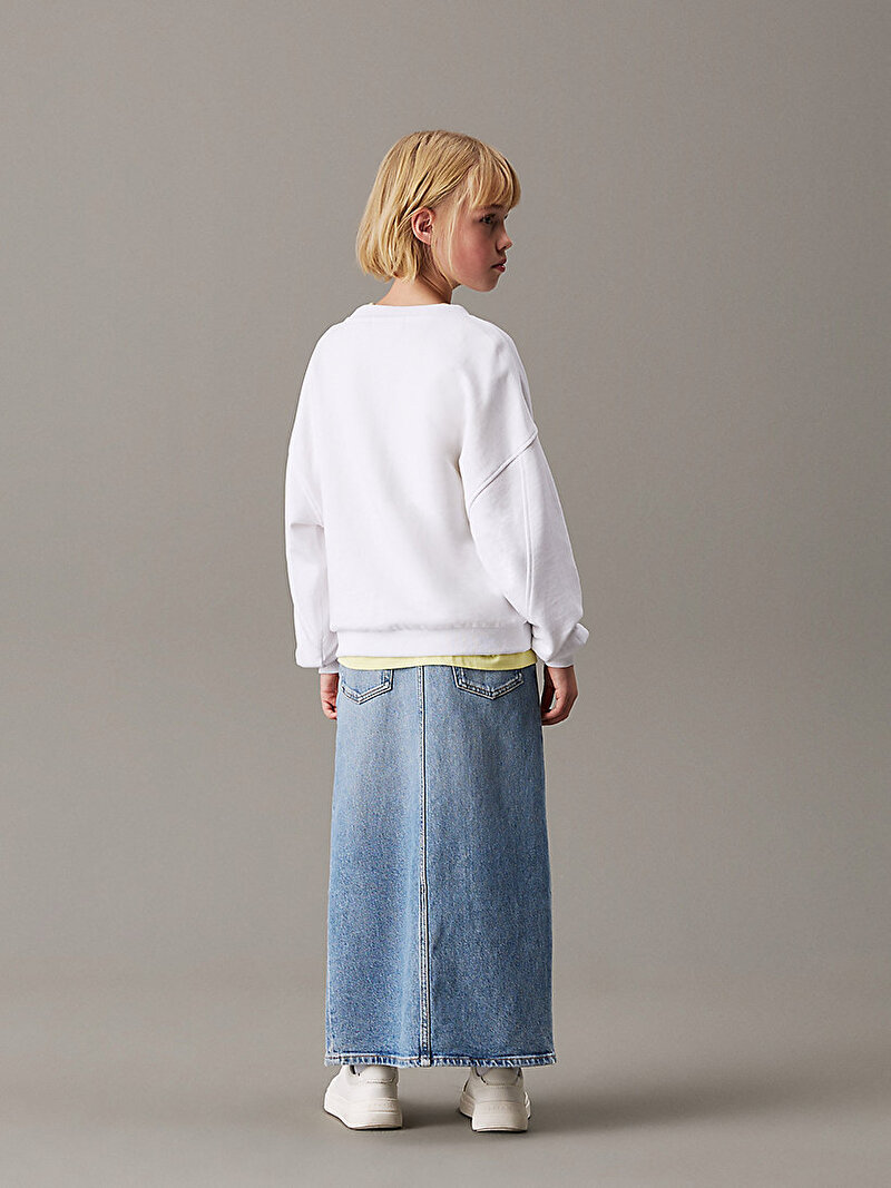 Calvin Klein Beyaz Renkli Kız Çocuk Metallic CK Sweatshirt