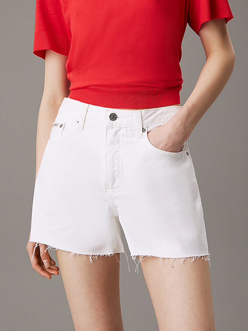 Calvin Klein Beyaz Renkli Kadın Mom Şort