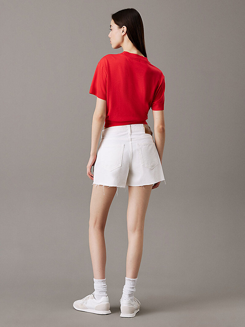 Calvin Klein Beyaz Renkli Kadın Mom Şort