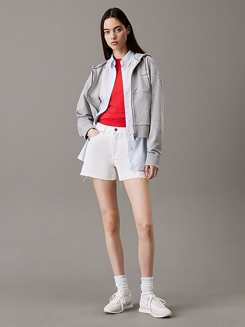 Calvin Klein Beyaz Renkli Kadın Mom Şort